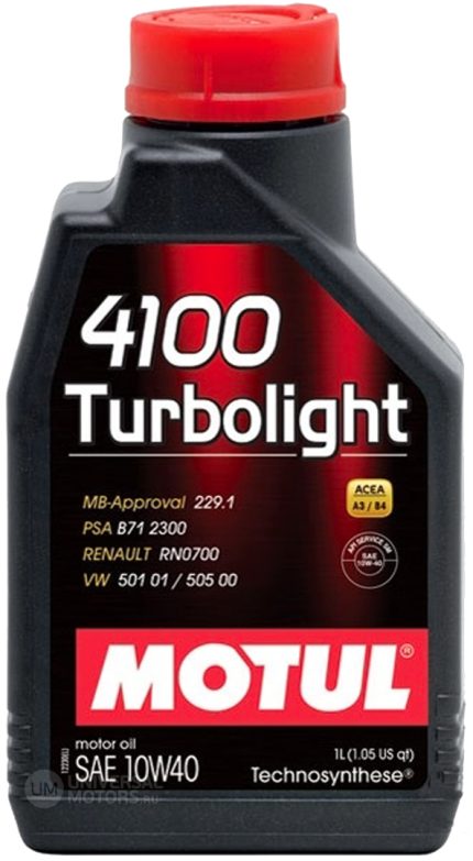 Полусинтетическое моторное масло MOTUL 4100 Turbolight 10W-40 для бензиновых