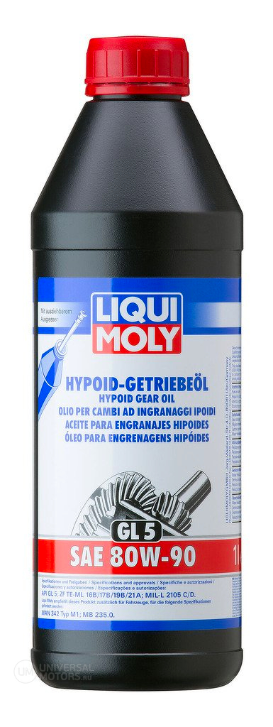 Минеральное трансмиссионное масло LIQUI MOLY HYPOID-GETRIEBEOIL 80W-90 (GL-5) 1Л