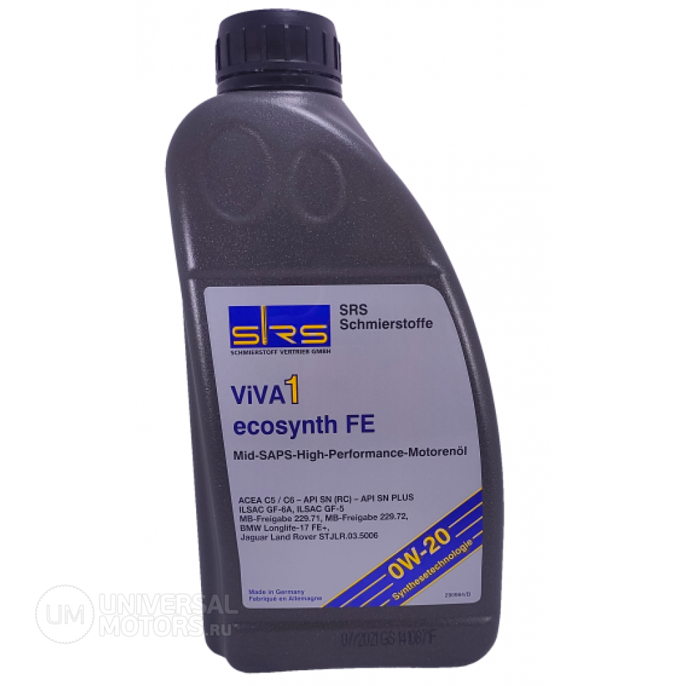 Масло моторное SRS VIVA 1 ecosynth FE 0W-20 (1 л) ACEA C5 / C6 API SP/ SN PLUS