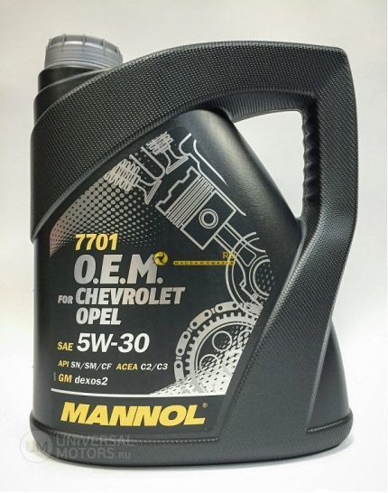 Масло моторное MANNOL 7701 O.E.M. for Chevrolet Opel 5W-30 синтетическое 4 л 1077