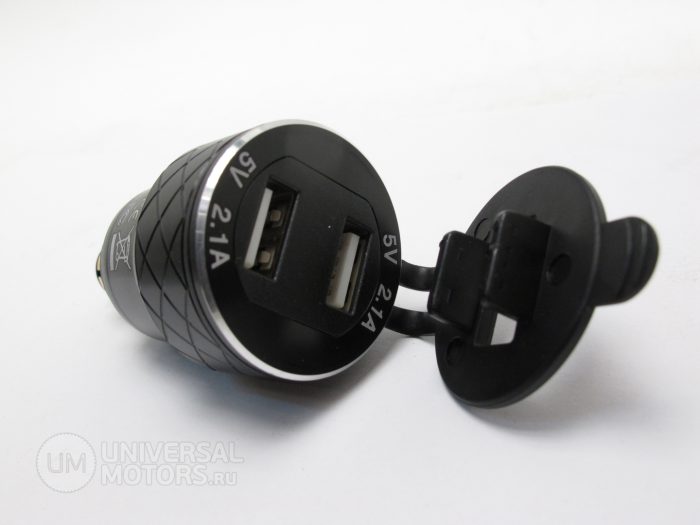 Алюминиевый адаптер в гнездо DIN на 2 USB (INTERPHONE)