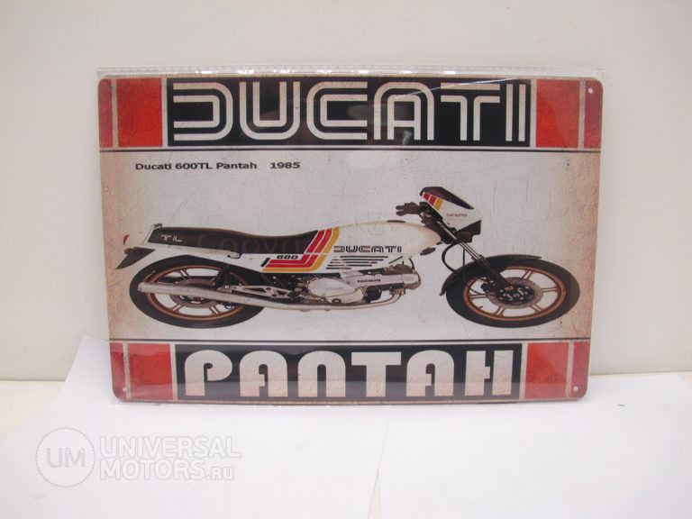 Табличка металлическая винтажная 20*30 Ducati 600TL Pantah 1985 вариант 1