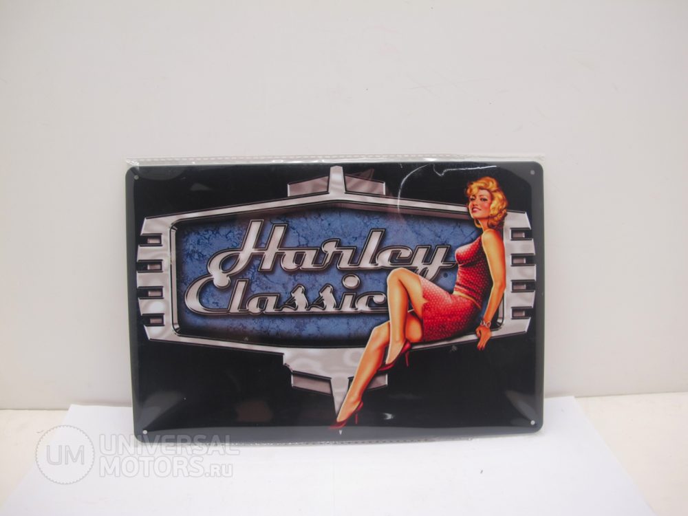 Табличка металлическая винтажная 20*30 Harley Davidson & Girl in Red вариант 45