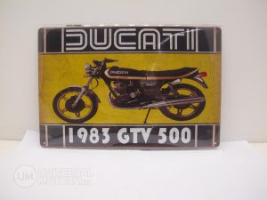 Табличка металлическая винтажная 20*30 Ducati GTV 500 1983 вариант 6