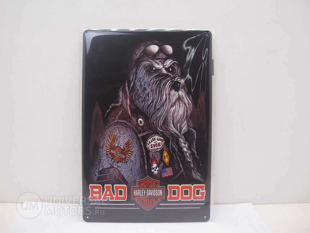 Табличка металлическая винтажная 20*30 Harley Davidson Bad Dog K-9 вариант 8