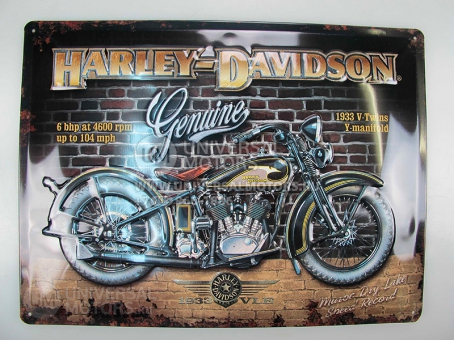 Табличка металлическая винтажная Harley-Davidson V-TWINS (двигатель В-ТВИН) 40 x 30см