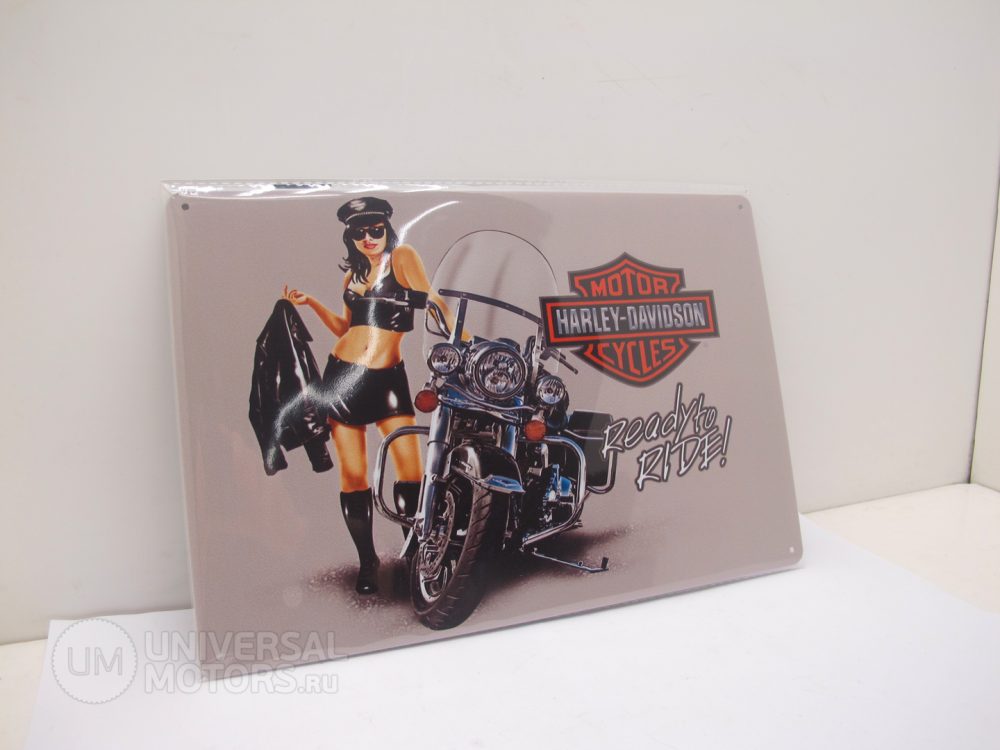 Табличка металлическая винтажная 20*30 Harley Davidson Ready to Ride вариант 44