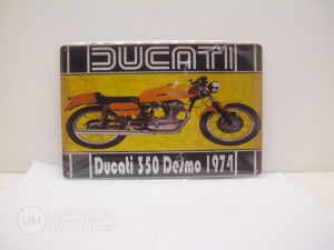 Табличка металлическая винтажная 20*30 Ducati 350 Desmo 1974 вариант 3