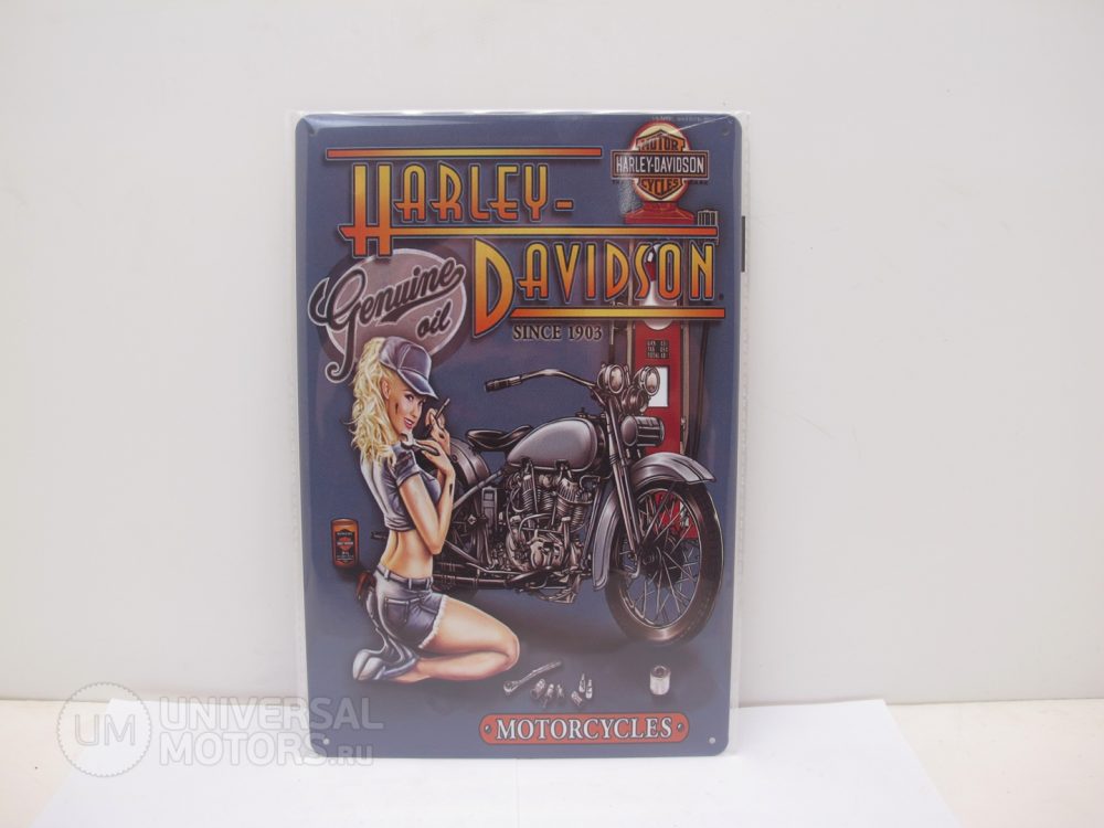 Табличка металлическая винтажная 20*30 Harley Davidson Genuine Oil вариант 6