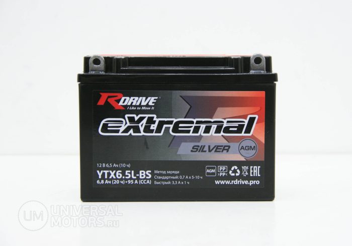 Аккумулятор RDRIVE EXTREMAL SILVER YTX6.5L-BS