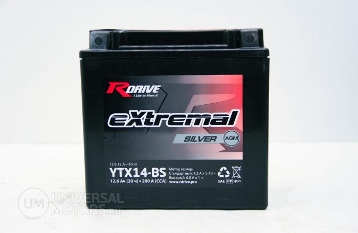 Аккумулятор RDRIVE EXTREMAL SILVER YTX14-BS