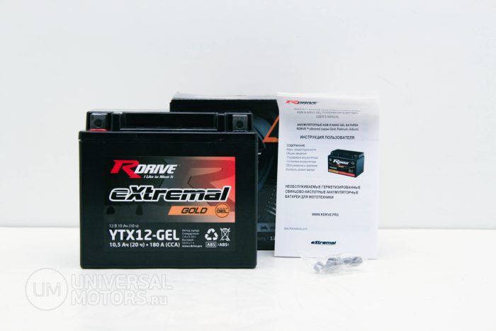 Мотоциклетный аккумулятор RDrive Extremal Gold YTX12-GEL