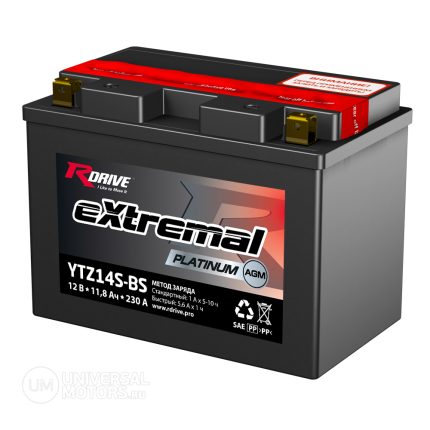 МОТО АККУМУЛЯТОР RDRIVE EXTREMAL PLATINUM YTZ14S-BS